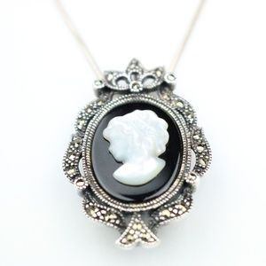 Sterling Silver Marcasite Pendant Necklace
